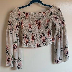 Bell sleeve off the shoulder crop top